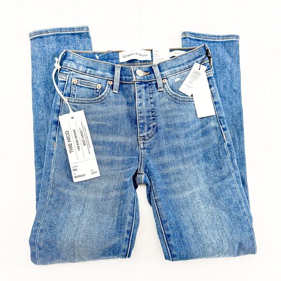 Denim Forum The Nico Mid Rise Skinny Dark Bleu N Stormy Size 23 x 26 L NWT - Picture 4 of 9